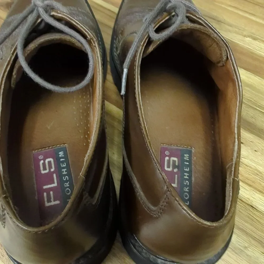 Florsheim FLS Shoes‎ Mens 9 M Brown Leather Midtown Cap Toe Lace Up Oxfords